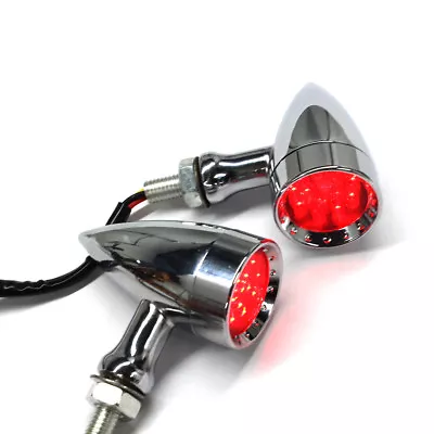 Chrome Motorcycle Bullet LED Turn Signal Red Light Indicator For Harley Chopper • $21.59