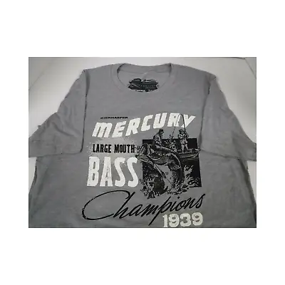 New Authentic Mercury Marine Short Sleeve Shirt Gray W/ Bass Fishing Champions 1 • $24