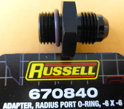 Russell 670840 Fuel Fitting Radius O-Ring Port Adapter  -6 AN ORB To -6 AN Black • $14.90