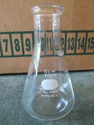 Vintage Pyrex 4980 Scientific Glass Erlenmeyer Flask 125 Ml Stopper 5 Steam Punk • $8