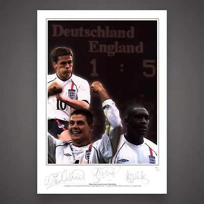 £35 • Buy England Hand Signed Photo - STEVEN GERRARD, MICHAEL OWEN, EMIE HESKEY Bid Fr £35