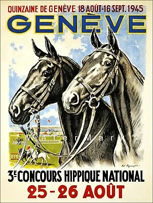 Geneva Switzerland 1945 Horse Show Vintage Poster Print Retro Style Art • $21.58