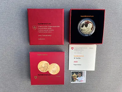 Roger Federer CHF 50 Franken Gold Coin 2020 In OGP Switzerland Suisse Suiza • $1750