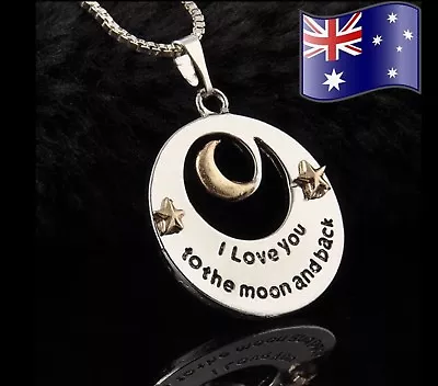 I LOVE YOU TO THE MOON AND BACK Silver Gold Pendant 925 Sterling Necklace Gift • $10.50