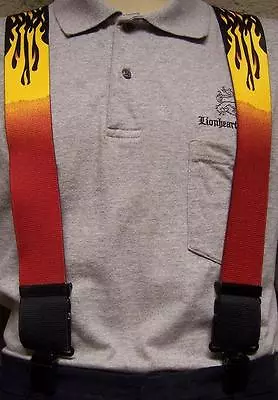 Suspenders 2 X48  FULLY Elastic Biker Flames Aglow NEW • $19.99