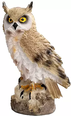 DEAYOU Fake Horned Owl Statues 7  Tall Small Resin Artificial Owl Garden • £11.99