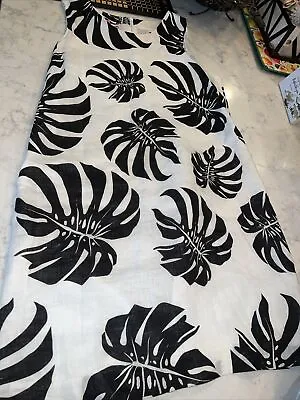 ISLAND COMPANY Shift Dress 100% Linen Sleeveless Black &  White Sz Large • $34.20