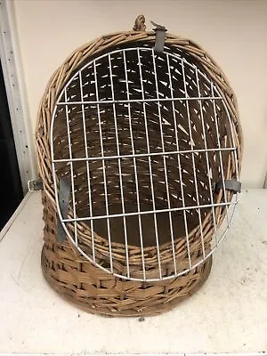 £29.99 • Buy Vintage Wicker Basket Pet Animal Carrier- Cat/dog Large Round Wicker