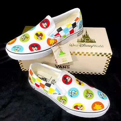 Vans Disney Parks 50th Mickey & Friends Off The Wall Slip Shoes Button Mens 2022 • $41.39