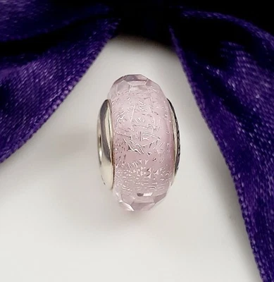 $35 • Buy Genuine Pandora Faceted Light Pink Shimmer Murano Glass Silver Charm #791650