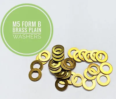 Washers Form B Flat Brass M5 X 9.6/7mm O/D Pack Size 100pcs • £3.95