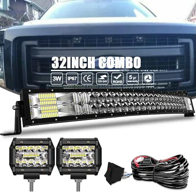 32inch LED Light Bar Curved 30/34'' Combo +4'' Pods For Ford F-250 Super Duty • $68.99