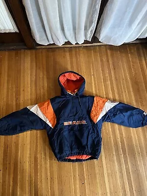 Starter Vintage 90s NFL Chicago Bears Pullover Jacket 1/4 Zip Men XL Puffer Hood • $99.50