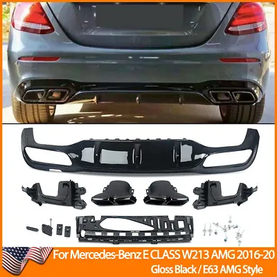 E63 Style Rear Diffuser Exhaust Tips For Mercedes Benz E Class W213 AMG 2016-20 • $259.99