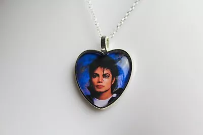 Michael Jackson Necklace Heart Photo Jewellery Gift Birthday Xmas Music King Pop • £6.99