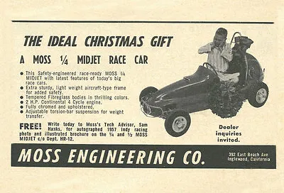 Vintage 1958 Moss Engineering Midjet Quarter 1/4 Midget Christmas Ad • $16.99