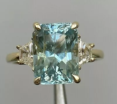 4Ct Emerald Lab-Created Aquamarine & Diamond Women's Ring 14K Yellow Gold Plated • $91.49
