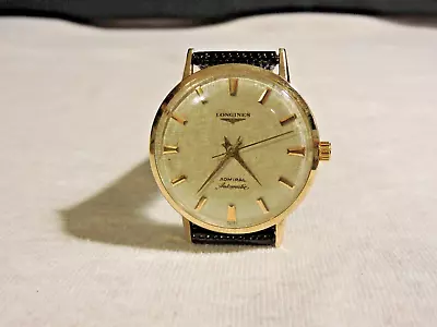 Vintage 14K Gold Longines Admiral 1260 Automatic Linen Gold Dial Excellent RARE! • £947.62