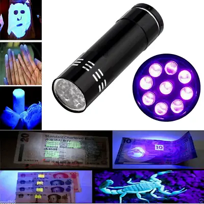 UK UV Black Light Torch Ultra Violet Gas Leak Forensic Blood Urine Detector • £2.97