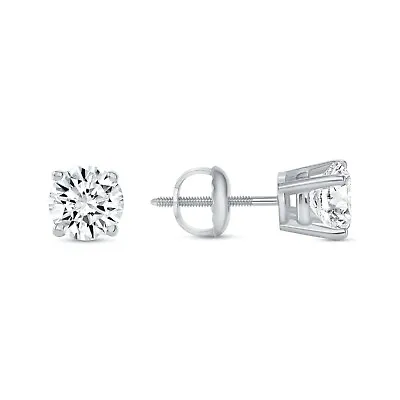 1 Ct Round Lab Created Grown Diamond Earrings 14K White Gold F/VS Basket Screw • $449