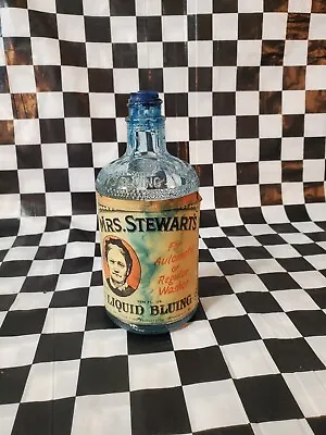Vintage Mrs. Stewart's Liquid Bluing Embossed Glass Bottle  • $5.61
