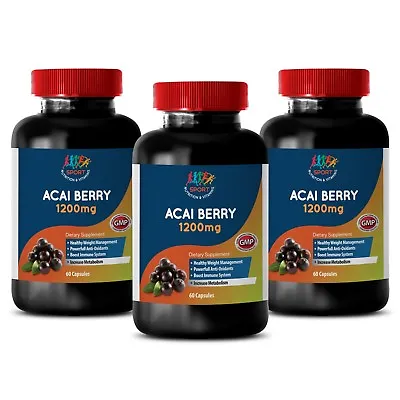 Acai Berry Cleanse - Acai Berry 1200mg - Brain Booster Supplement - 3 Bottles • $51.57