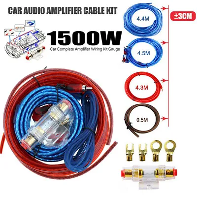 1500w Car Audio Power Amplifier Wiring Kit Subwoofer AMP RCA Power Cable Sub UK • £6.37