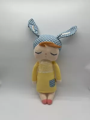 Me Too 16” Plush Stuffed Girl Bunny Ears Doll Dress Soft Lovey Yellow Dress Baby • $9