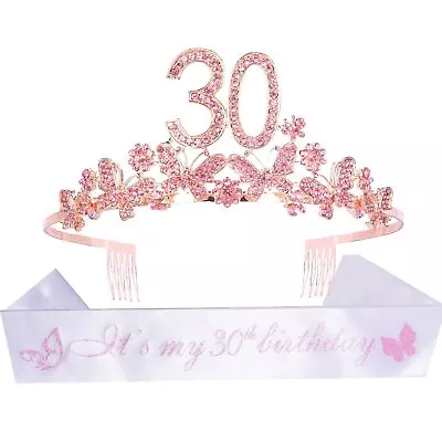 DORADREAMDEKO 30th Birthday Sash And Tiara For Women - Fabulous Glitter Sash ... • £24.04