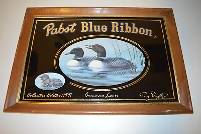 Pabst Blue Ribbon Beer Collectors Edition Terry Doughty  Mirror Com. Loons 1991 • $80