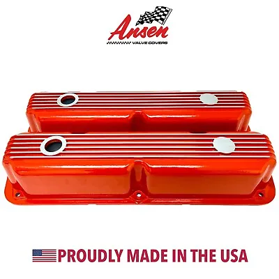 Mopar Performance 318 340 360 Valve Covers All Finned - Orange - Ansen USA • $199