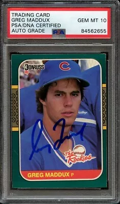 1987 Donruss Rookies # 52 Signed Greg Maddux Psa/dna Auto 10 • $99