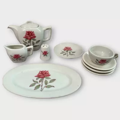 Antique Porcelain Rose Miniature Tea Set Pieces Japan • $18