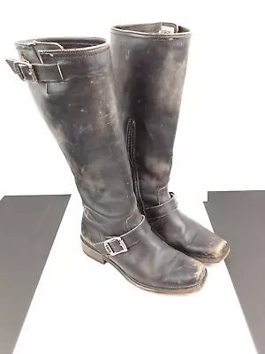 Frye Women's Tall Black Leather Boots Smith Engineer Riding 8 B 77294 Exc. Cond. • $75