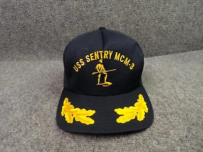 USS Sentry MCM-3 Hat Cap Mens Snapback Blue Scrambled Eggs Made In USA Vintage • $24.99