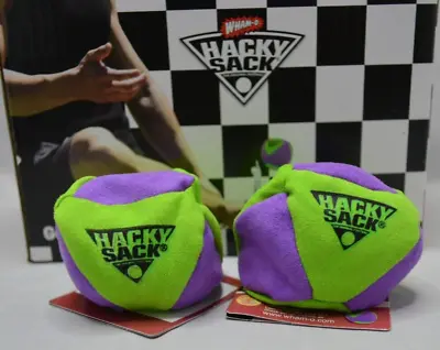 Lot Of 2 Hacky Sack Footbag Wham-O Football Foot Trainer Purple Lime Green • $11.98