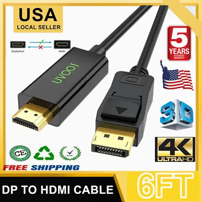 10X Display Port To HDMI Cable 4K 60Hz DP To HDMI Cord For Laptop HDTV Monitor • $8.09