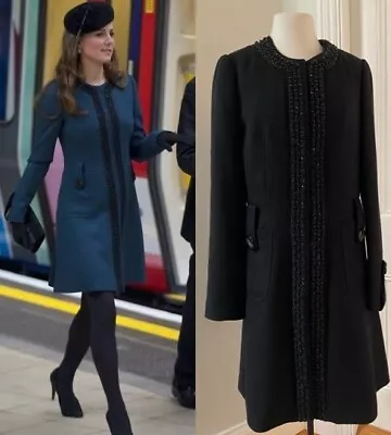 By Malene Birger Black Adjanie Embellished Wool Swing Coat Uk 8-10 Us 4-6 Eu 34 • $1182.85