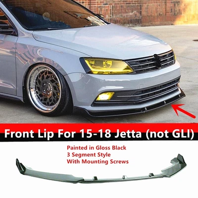 $49.55 • Buy Fit For 2015-18 Volkswagen Jetta Mk6.5 Gloss Black Front Bumper Lip Splitter Kit