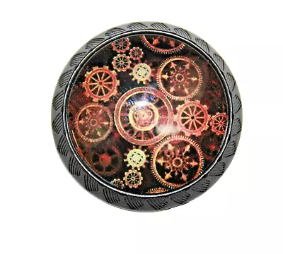 Steampunk Gears Background : Gradient Mash : Glass Cabinet Knob : Dark {1122} • $6.99