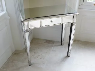 £129.95 • Buy SOL Venetian Distressed Mirrored 1 DRAW Dressing Console Table Silver Hall Table