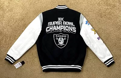 Raiders Jacket Vegas 3 Time Super Bowl CHAMPIONSHIP 2023 Sewn Logos 3X 4X 5X 6X • $159.99