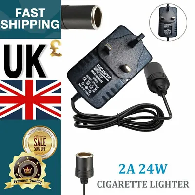 Car Cigarette Lighter 240V 3Pin Mains Plug To 12V Socket Adapter Converter AC/DC • £6.57