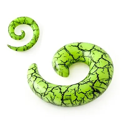 £3.16 • Buy New Novelty Acrylic Green Cracked Marble Spiral Ear Taper Stretcher Choose Size