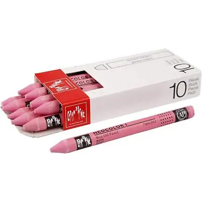 Caran D'Ache Swiss Made Wax Oil Based Crayons Pastels Pack Of 10 PINK • £14.95