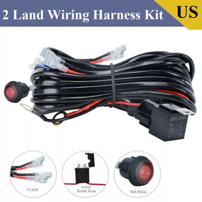 2-Lead Wiring Harness Kit ON-OFF Rocker Switch Relay LED Work Light Pods Bar 12V • $8.99