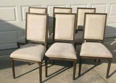 $1250 • Buy Set Of 6 Restoration Hardware French Square Back Fabric Covered Side Chairs 