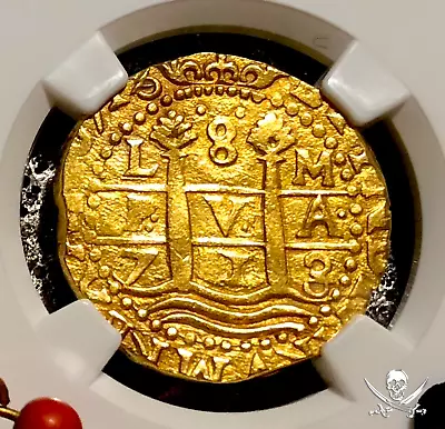 Peru 1713/12 8 Escudos Ngc 58 “1715 Fleet” Shipwreck Pirate Gold Coins Treasure • $47500