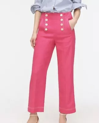 J. Crew Size 4 Peyton Sailor Pant Stretch Linen Fushia Pink AJ326 • $30