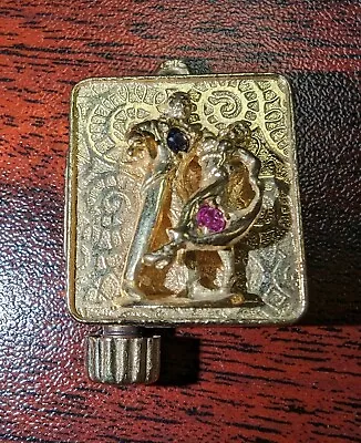 14k Yellow Gold Estate WIND-UP MUSIC BOX DANCING COUPLE Gems  Charm/Pendant 18+g • $925